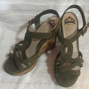 Fergalicious Khaki Wedge Sandals